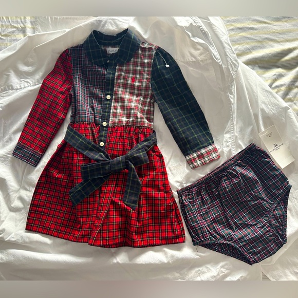 Ralph Lauren Plaid Long Sleeve Dress with Bow - Picture 5 of 5